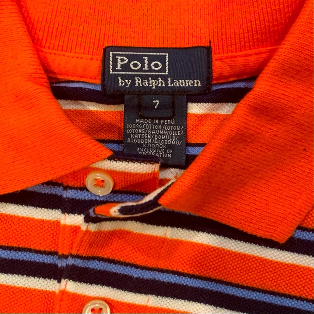 Ralph Lauren Striped Cotton Polo Shirt. Sz. 7 - Picture 2 of 5